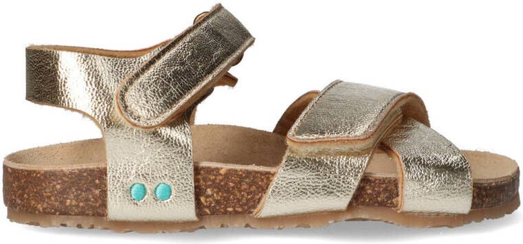 BunniesJR 225418-794 Meisjes Platte Sandalen Goud Print Imitatieleer Klittenband