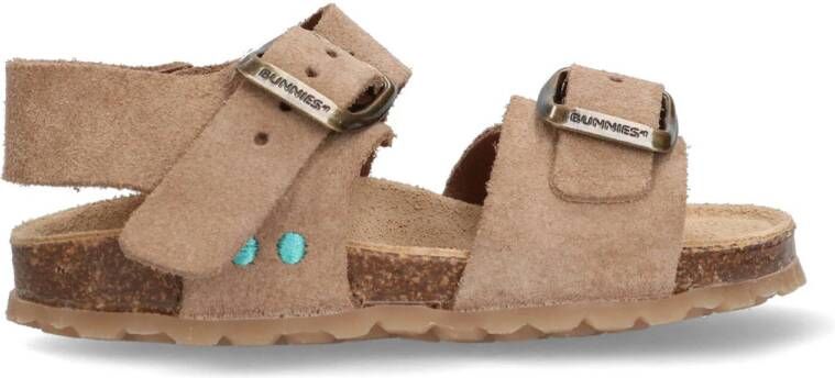 BunniesJR Bonny Beach Jongens Platte Sandalen Taupe Imitatieleer Gesp