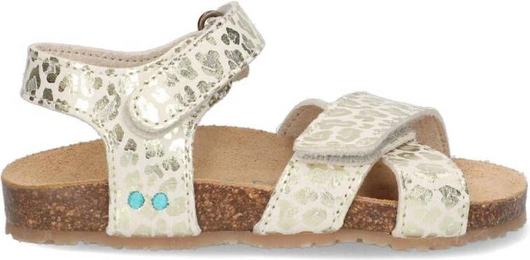 BunniesJR Bibi Beach sandalen met panterprint champagne Wit Meisjes Imitatieleer 26