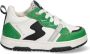 BunniesJR 224310-565 Jongens Lage Sneakers Groen Wit Zwart Grijs Leer Veters - Thumbnail 1