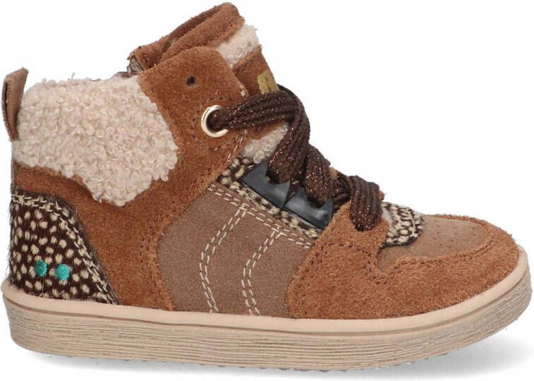 BunniesJR Pascal Pit suède veterboots cognac Bruin Jongens Suede Meerkleurig 22