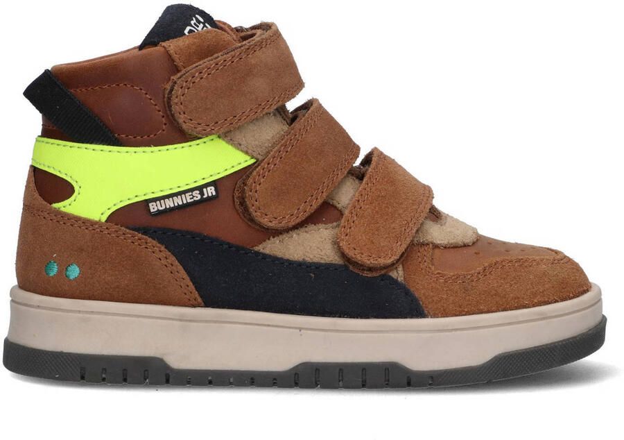BunniesJR 225991-414 Jongens Hoge Sneakers Bruin Leer Klittenband Met Rits