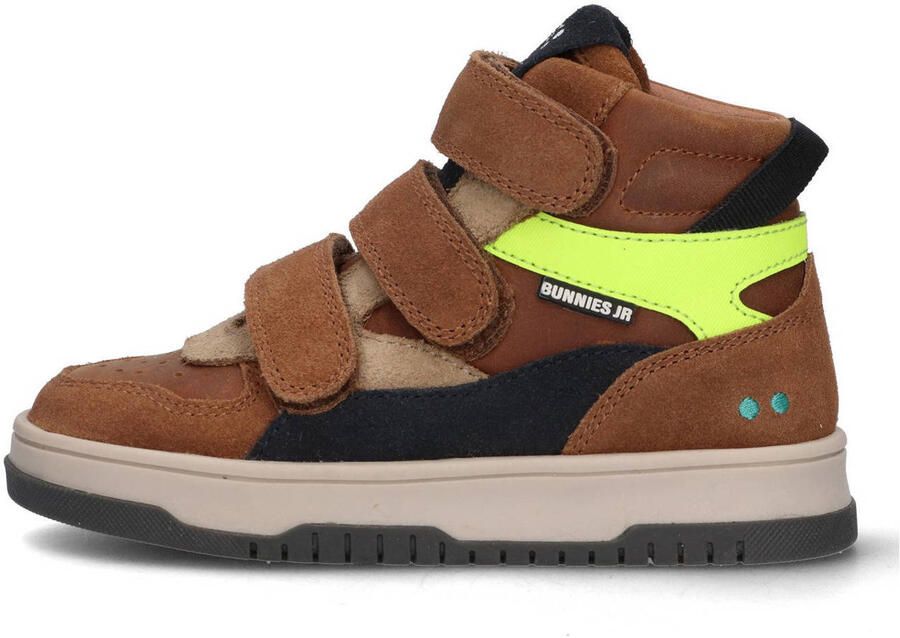 BunniesJR 225991-414 Jongens Hoge Sneakers Bruin Leer Klittenband Met Rits