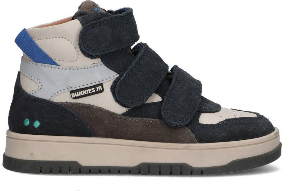 BunniesJR 225991-429 Jongens Hoge Sneakers Blauw Leer Klittenband Met Rits