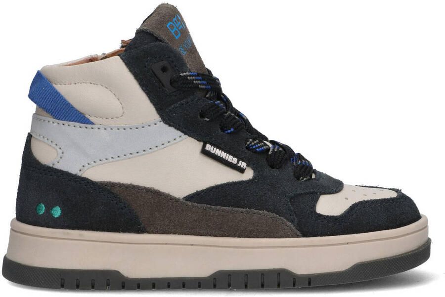 BunniesJR 225990-520 Jongens Hoge Sneakers Blauw Leer Veters
