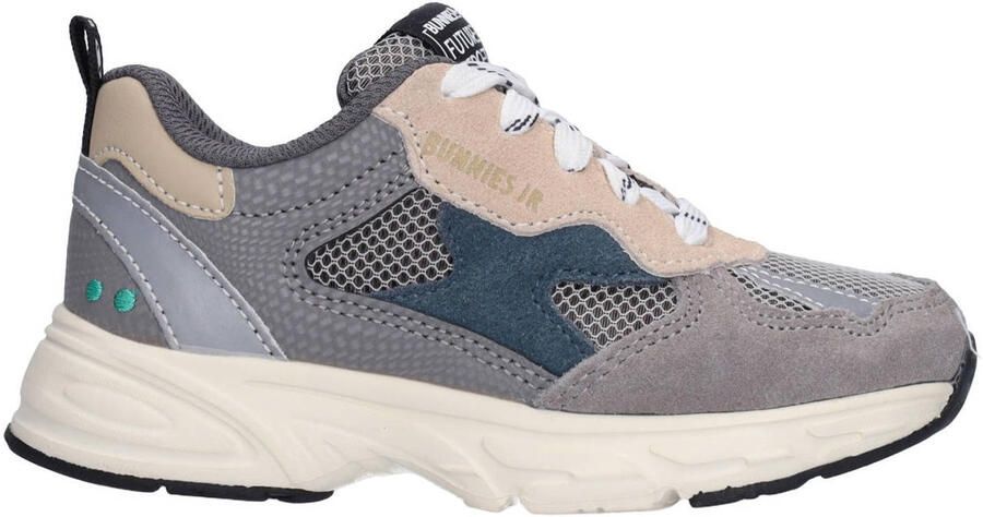BunniesJR 226060-484 Jongens Lage Sneakers Grijs Leer Mesh Veters