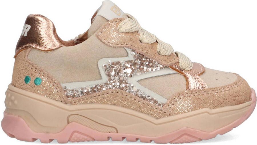 BunniesJR Cleo Chunky leren sneakers met pailletten en glitters lichtroze