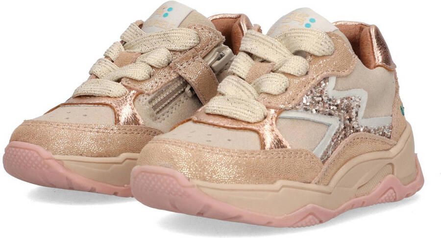 BunniesJR Cleo Chunky leren sneakers met pailletten en glitters lichtroze - Foto 3