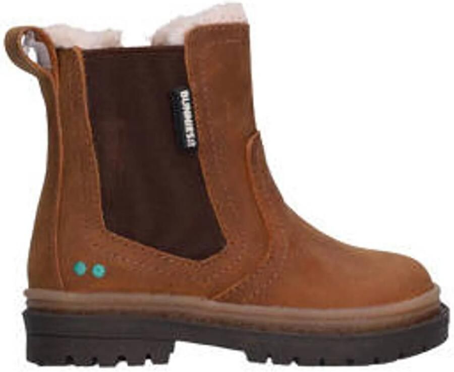 BunniesJR leren enkelboots met profielzool cognac