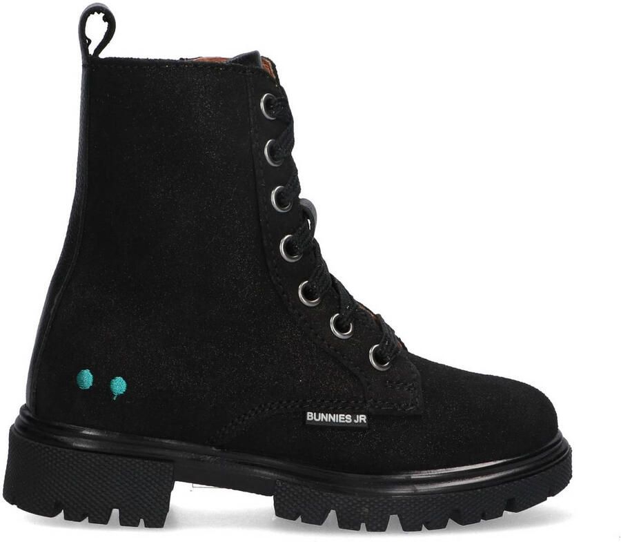BunniesJR 225884-989 Meisjes Biker Boots Zwart Suède Veters