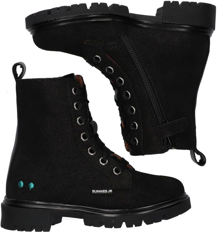 BunniesJR 225884-989 Meisjes Biker Boots Zwart Suède Veters