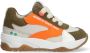 BunniesJR 225374-103 Jongens Lage Sneakers Oranje Grijs Groen Leer Veters - Thumbnail 1