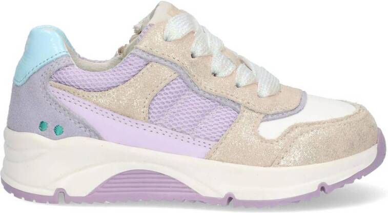 BunniesJR Fenna Force chunky leren sneakers beige lila Paars Meisjes Leer 30