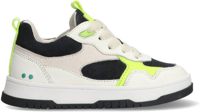 BunniesJR 225492-500 Jongens Lage Sneakers Wit Geel Blauw Leer Veters