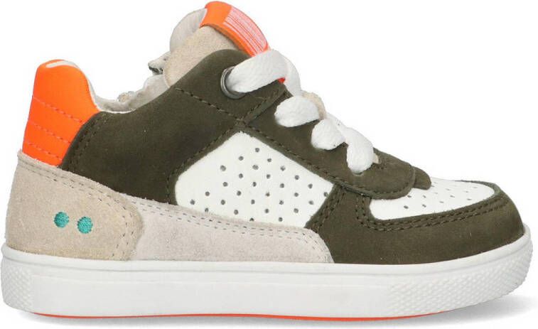 BunniesJR 224303-569 Jongens Lage Sneakers Groen Grijs Wit Oranje Leer Veters