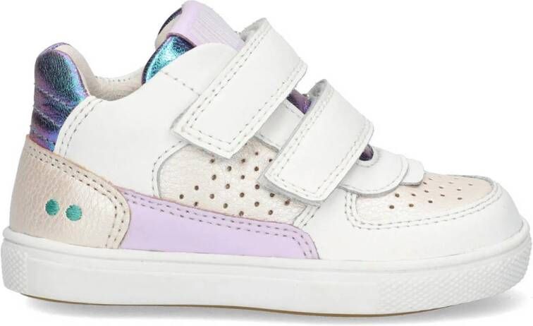 BunniesJR Luca Louw leren sneakers wit lila Meisjes Leer Meerkleurig 23