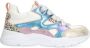 BunniesJR 225344-994 Meisjes Lage Sneakers Blauw Wit Roze Leer Veters - Thumbnail 1