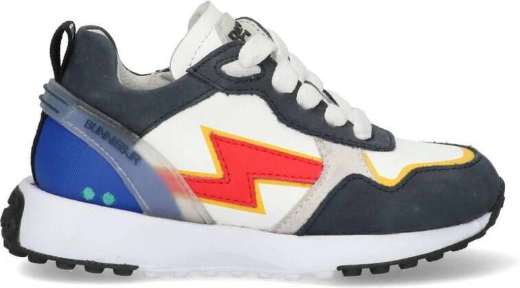 BunniesJR Stevie Sprint leren sneakers donkerblauw multi Jongens Leer Meerkleurig 26