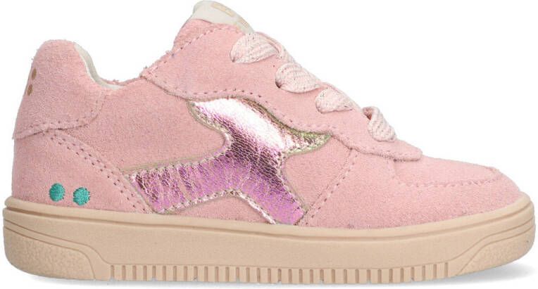 BunniesJR 225255-470 Meisjes Lage Sneakers Roze Suède Veters