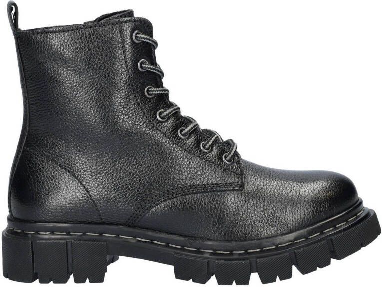 Cafe Moda leren veterboots zwart