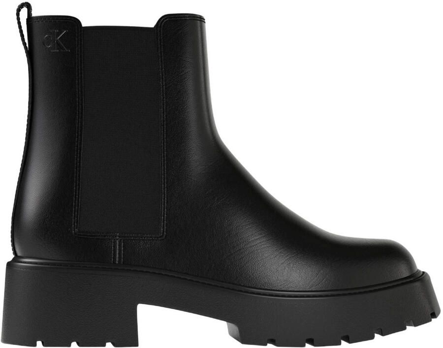 Calvin Klein chunky leren chelsea boots met profielzool zwart