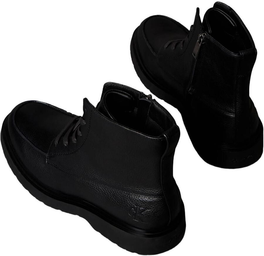 Calvin Klein leren veterboots met profielzool zwart - Foto 2
