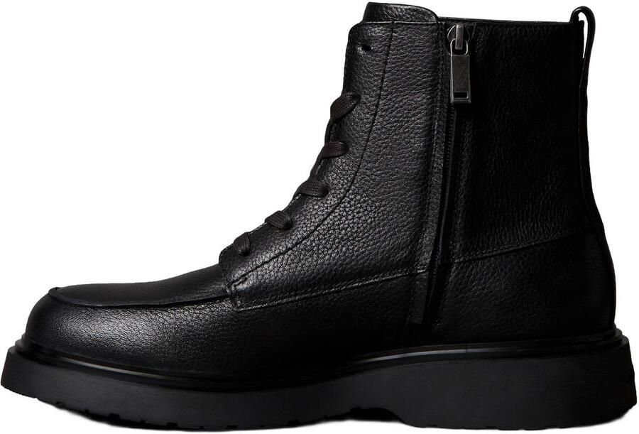 Calvin Klein leren veterboots met profielzool zwart - Foto 3