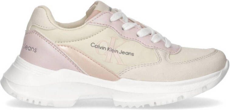 Calvin Klein chunky sneakers beige lichtroze Meisjes Imitatieleer Meerkleurig 28