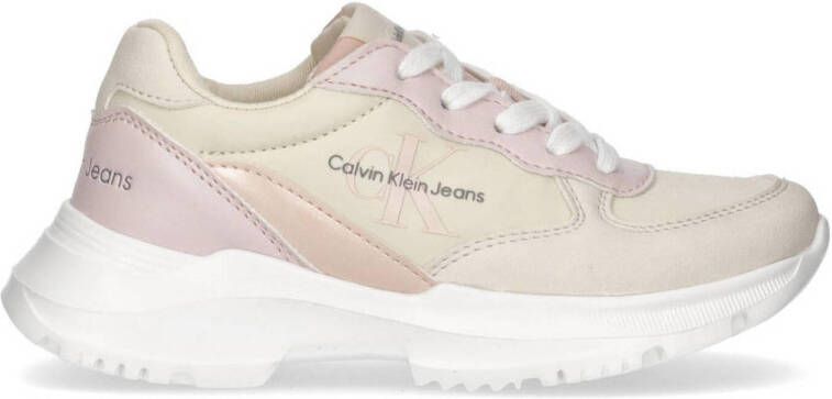 Calvin Klein chunky sneakers beige lichtroze Meisjes Imitatieleer Meerkleurig 37