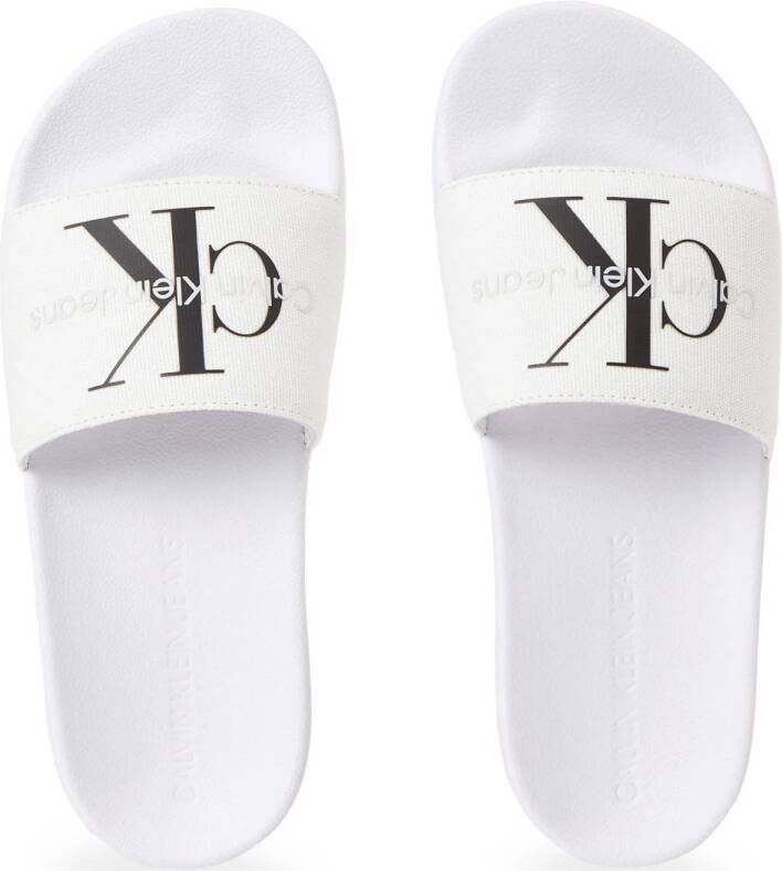 Calvin Klein Jeans Monogram Slide Sandalen Lente Zomer Collectie White Dames