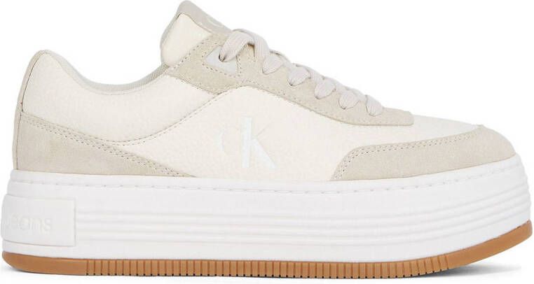 Calvin Klein Plateausneakers BOLD FLATF LOW LACE TUMB LTH veterschoenen lage schoen vrijetijdsschoen met zij ck-logo