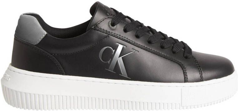 CALVIN KLEIN JEANS leren sneakers zwart zilver