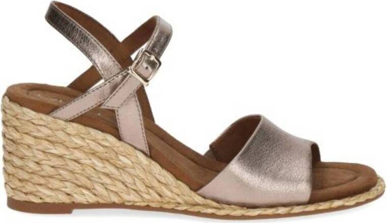 Caprice Breanna leren espadrilles taupe metallic