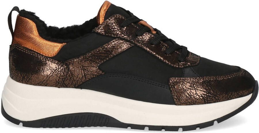 Caprice Kaia leren sneakers zwart brons