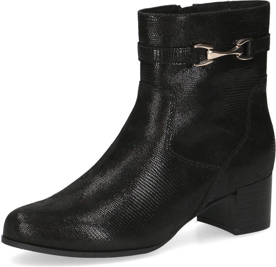 Caprice Leren Zwarte Dames Enkellaarzen Zwart