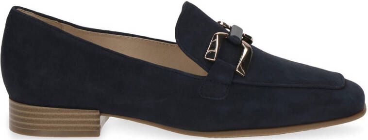 Caprice Norma suède loafers met gesp donkerblauw