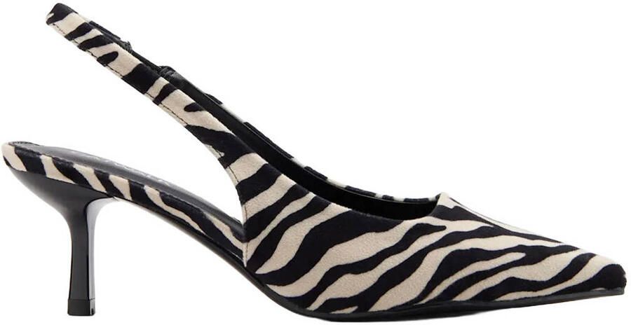Catwalk slingback pumps met zebraprint zwart beige