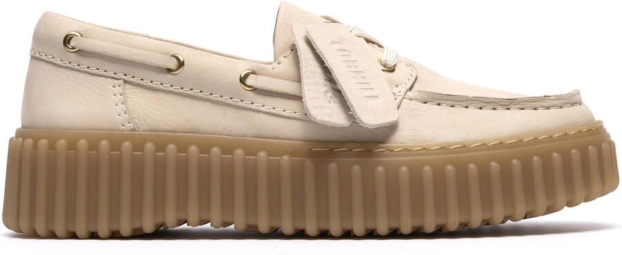 Clarks TORHILL BOAT Dames veterschoenen Wit beige