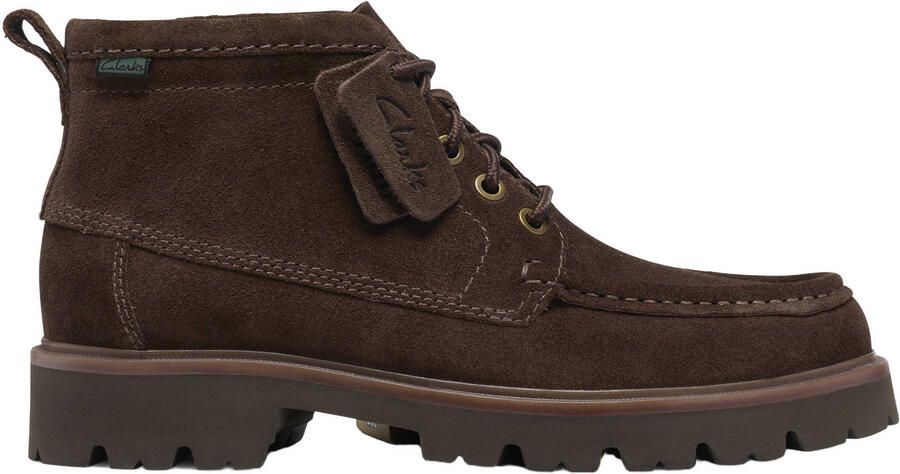 Clarks Torhill High suède veterboots met profielzool donkerbruin