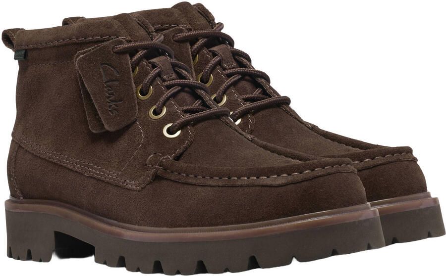 Clarks Torhill High suède veterboots met profielzool donkerbruin - Foto 2