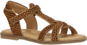 Clic! 20109 leren sandalen met panterprint bruin