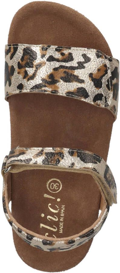 Clic! leren sandalen met panterprint champagne bruin - Foto 3