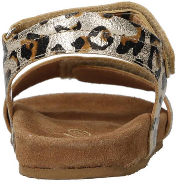 Clic! leren sandalen met panterprint champagne bruin - Foto 2