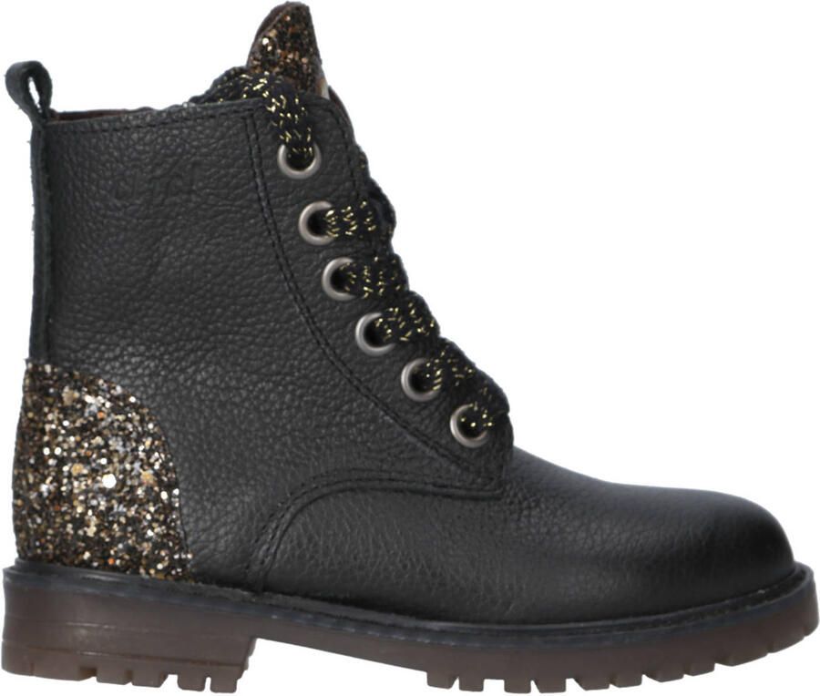 Clic! Enkellaarsjes Glitter zwart Leer Dames