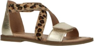 Clic! leren sandalen met panterprint goud