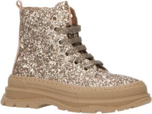 Clic leren veterboots met glitters goud