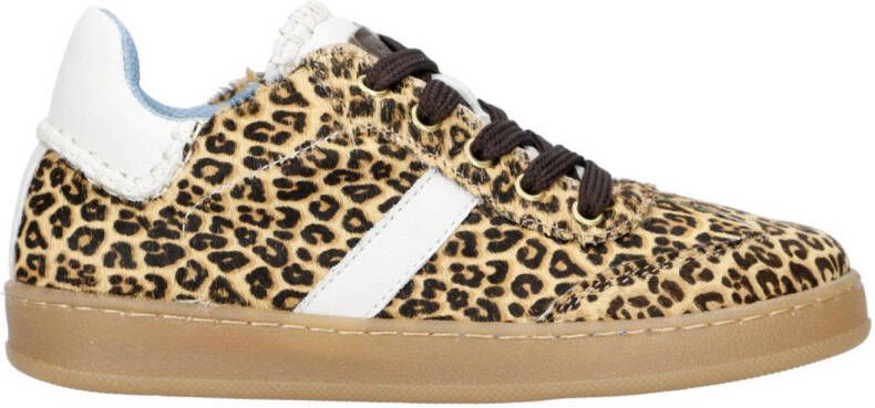 Clic! suède sneakers met panterprint beige zwart
