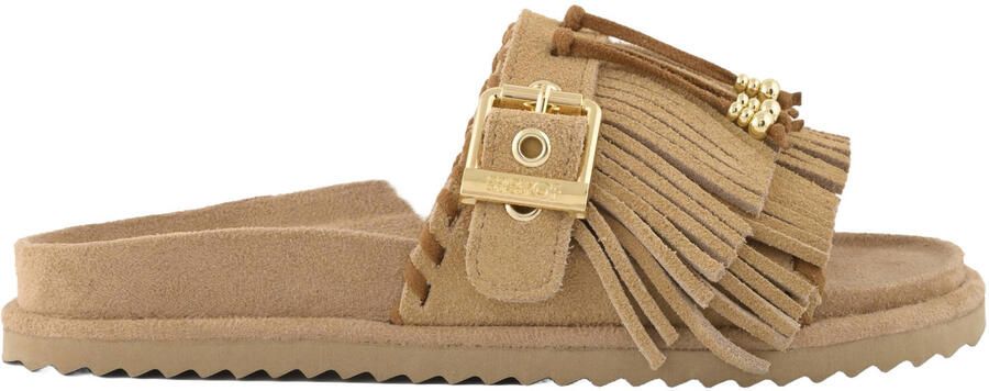 Colors of California HC.BIOW603 suède slippers met siergesp camel