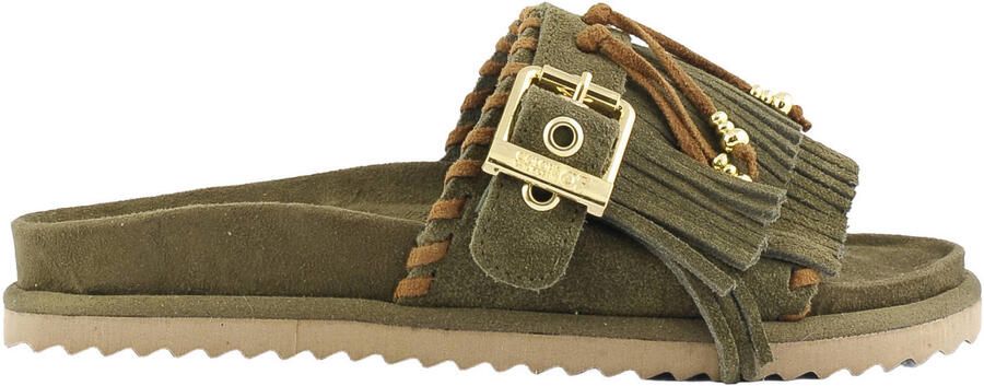 Colors of California HC.BIOW603 suède slippers met siergesp groen - Foto 3