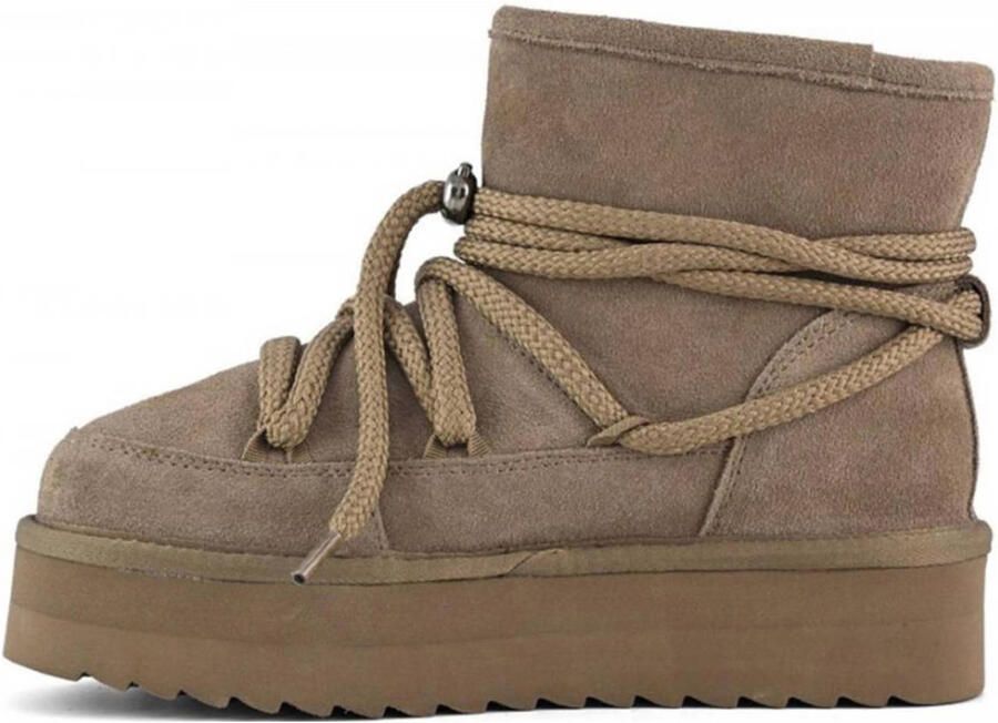 Colors of California Platform mountain look gevoerde suède veterboots taupe